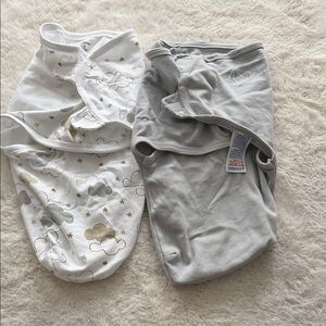 SwaddleMe Two-Pack Sleep Sacks in White Cloud Print & Gray